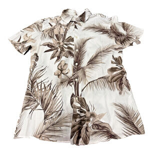 ZARA Tropical Floral Short Sleeve Button Up Shirt Medium Regular Fit